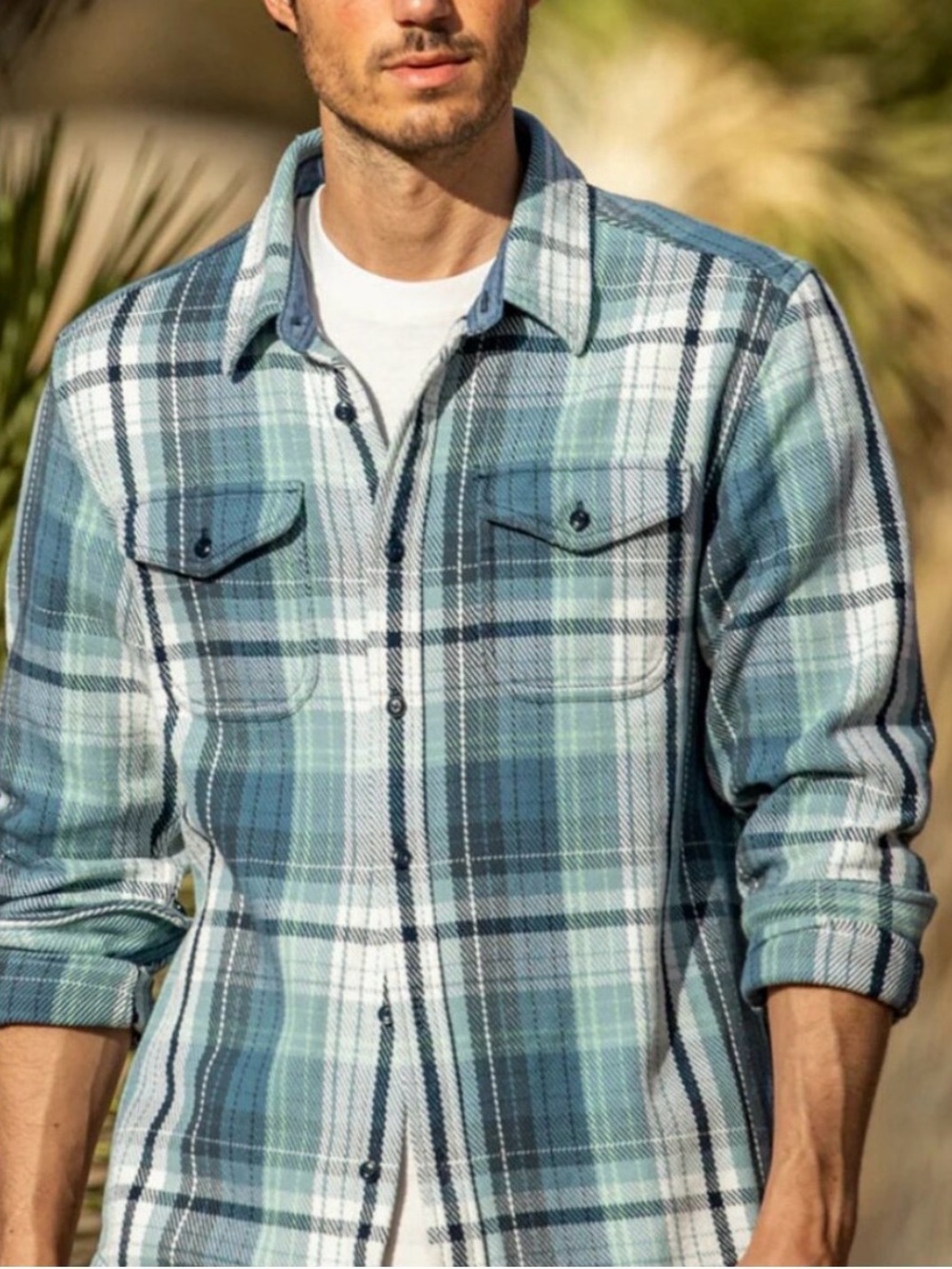 Outerknown blanket shirt seaview plaid Navy button down shacket men’s xs NWT